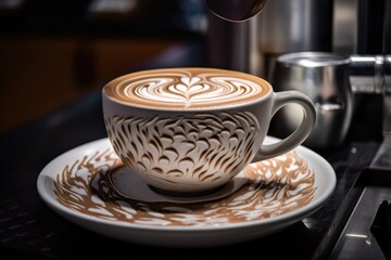 Canvas Print - latte art, with delicate swirls and designs created in the milk, created with generative ai