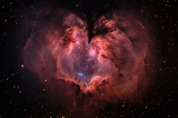 Wall Mural - heart shaped nebula, with heart-shaped galaxies in the background, created with generative ai