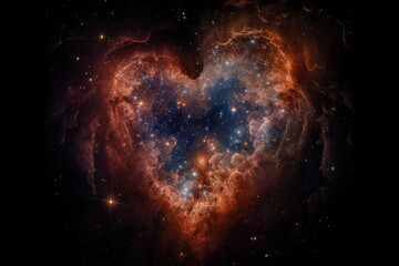 Wall Mural - close-up of galaxy nebula heart, with intricate details visible, created with generative ai