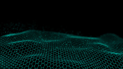 Poster - abstract digital wave. digital network background. 3d rendering