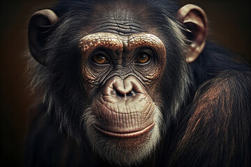 portrait of a chimpanzee monkey. ai generated