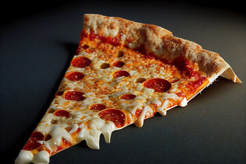 Poster - slice of pizza with sausage. AI Generated