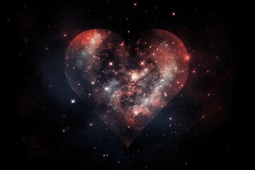 Wall Mural - heart, surrounded by a flurry of stars and galaxies, against the backdrop of deep space, created wit