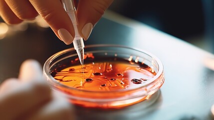Poster - Pipetting sample into multi well plate for analysis in a laboratory. Generative AI