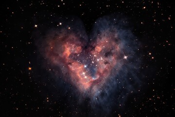 Wall Mural - heart-shaped nebula with starburst of shooting stars, created with generative ai
