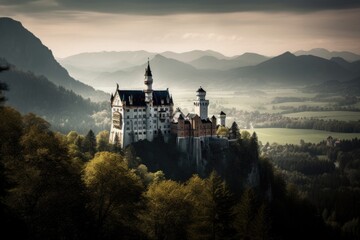 Wall Mural - german castle in schwangau germany scenic landscape wallpaper, international european travel, genera