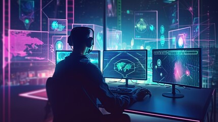 Aufkleber - Cyber security network.Generative AI