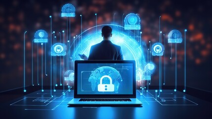 Aufkleber - Cyber security network.Generative AI