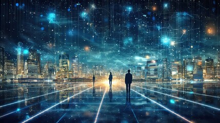 Aufkleber - Data exchange, digital technologies, artificial intelligence, business analytics, big data management and Internet connection.Generative AI