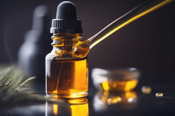 Sticker - cbd oil extract, with dropper and label, for topical use, created with generative ai