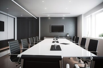 Wall Mural - modern meeting room with sleek furniture and minimalistic design, created with generative ai