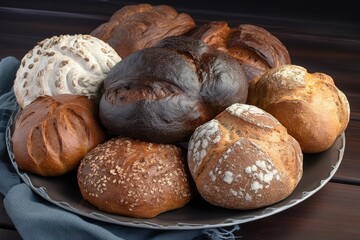Sticker - plate of crusty loaves, each with unique shape and texture, created with generative ai