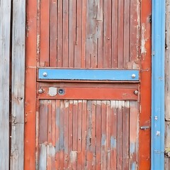 Canvas Print - red wooden door