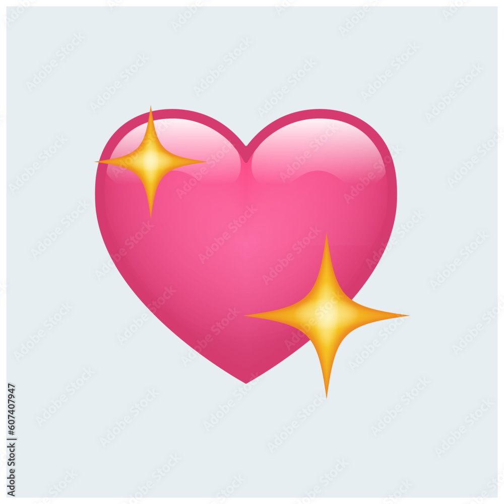 Pink Sparkling Heart Emoji isolated on white background. Emoticons ...
