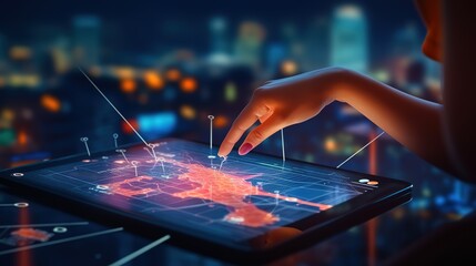 Poster - GPS map, pin address location on mobile apps. Generative AI