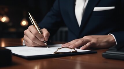 Poster - Signing contract, business agreement, deal concept. Generative AI