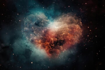 heart, surrounded by nebula of colorful stars and dust, created with generative ai