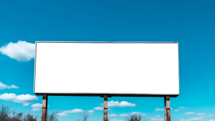  billboard against the sky with a thick transparent area, large wide billboard mockup, generative ai