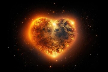Wall Mural - galaxy nebula heart, with the sun shining through, creating a warm and golden glow, created with gen