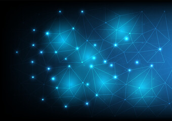 Wall Mural - Abstract futuristic - Molecules technology with polygonal shapes on dark blue background. Illustration Vector design digital technology concept. Internet network connection design for the website.