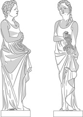 Wall Mural - Vector sketch illustration of classical vintage roman greek goddess of beauty statue