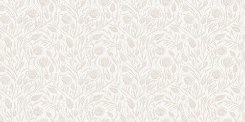 subtle rustic elegance wedding floral block print linen seamless border. banner print of white on wh