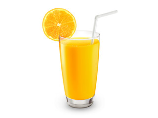 Wall Mural - Fresh orange juice with fruits, transparent background