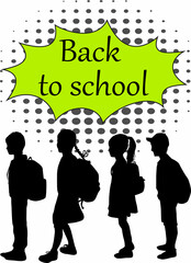 Poster - Back to school. Silhouette of a child with a backpack .	