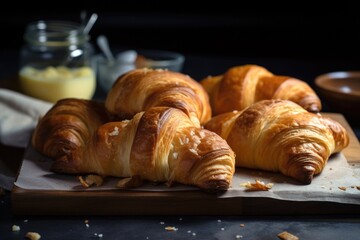 Sticker - homemade croissants with delicate and flaky layers filled with sweet or savory fillings, created with generative ai