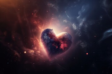 Wall Mural - heart-shaped nebula surrounded by stars and nebulae in the universe, created with generative ai