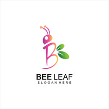Bee Leaf Design Logo Gradient Colorful Vector