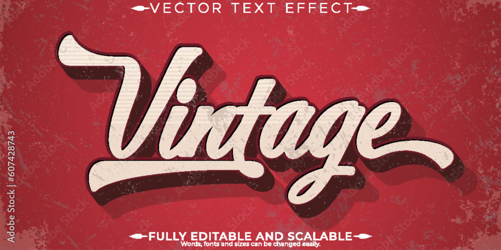 Retro Text File Editable text effect, vintage retro text style Stock Vector | Adobe Stock
