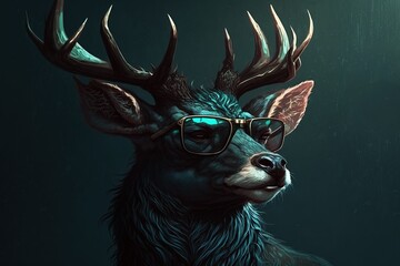 muscular deer with sunglasses generative ai