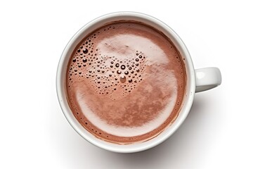 Wall Mural - Top View of Isolated Hot Chocolate Mug on White Background