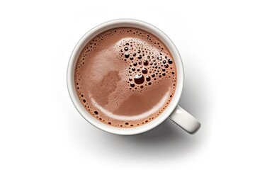 Top View of Isolated Hot Chocolate Mug on White Background