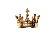 Golden King Crown Isolated On Transparent Background. AI
