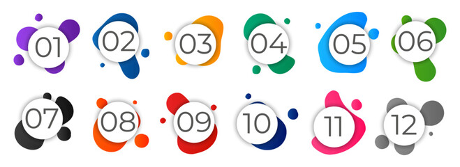 Leinwandbilder - Numerical infographic elements with abstract liquid banner on a white background