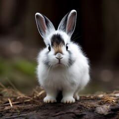 Canvas Print - Dwarf Hotot Bunny with a Curious Stance, A Playful Companion