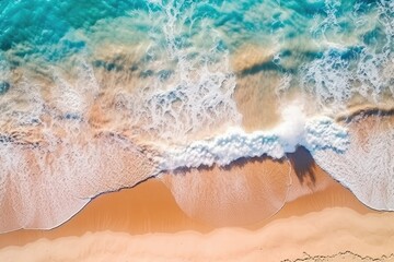  A photo of a beach with a blue ocean aerial view of a beach with blue water and waves Generative AI
