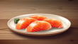 japanese salomon sushi nigiri on a white plate. Generative AI