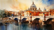 watercolor cityscape Rome , showplace ,  generative ai