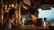 © Dangubic - A fictional person.  Intimate Moment Between Couple at Beach Bar