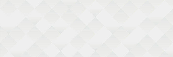 Fototapete - Abstract white background, stock illustration. Silver color square pattern on banner with shadow. Abstract white and grey color geometric background. Modern and minimal concept