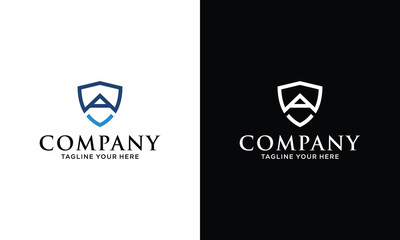 Poster - Letter A security logo technology for your company, protective logo for security data