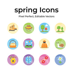  Creatively designed spring vectors, farming, gardening and agriculture icons set