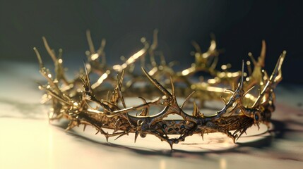 Wall Mural - Crown of golden thorns Faith in the Savior Jesus Christ Generative AI Illustration