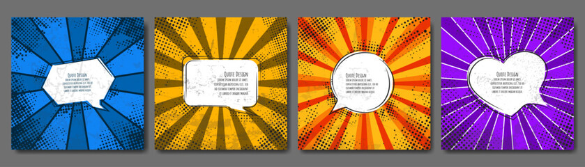 vector illustration. funny card template. retro comic empty speech bubbles set. colorful background.