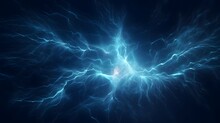 Seamless Dark Blue Background With Electric Glowing Lightning Flares Effect. Tileable Magical Neon Energy Field Burst Or Plasma Storm Pattern. Power And Electricity Concept