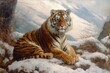 Oil painting on canvas - tiger in the forest
