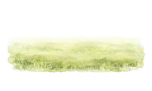 Green Grass In Lawn Meadow Isolated On White Background. Watercolor Hand Painted Illustration